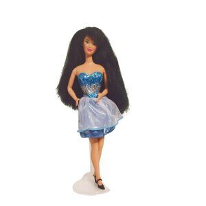Vintage Barbie Rollerblade Kira Fashion Doll 1991 #2218 Restyled in Blue Dress